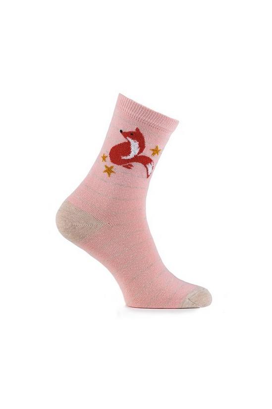 Totes Single Pack of Blush Pink Fox Print Un-Treaded Novelty Ankle Socks 3