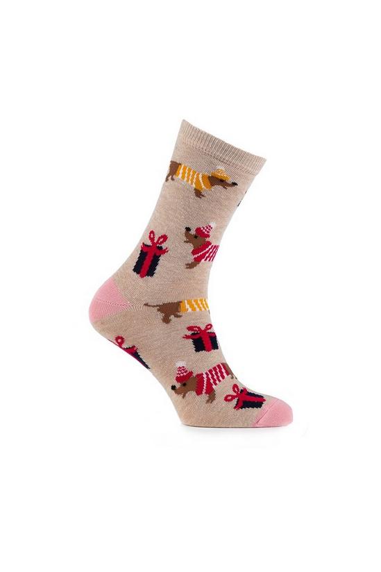 Totes Single Pack of Dog Print Un-treaded Novelty Ankle Socks 3