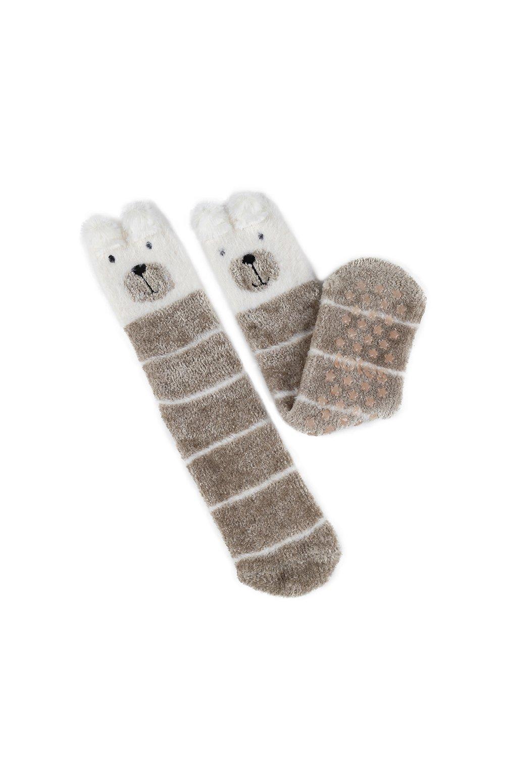 Single Pack of Bear Print Novelty Treaded Supersoft Socks