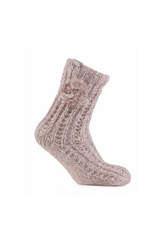 Totes Luxury Sparkle Slipper Sock with Pom Pom 3