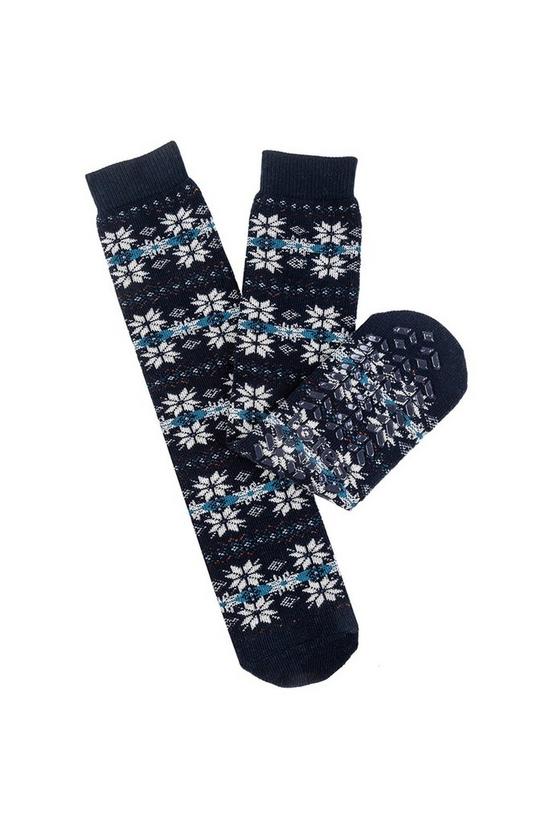 Totes Single Pack of Fair Isle Design Treaded Slipper Socks 1