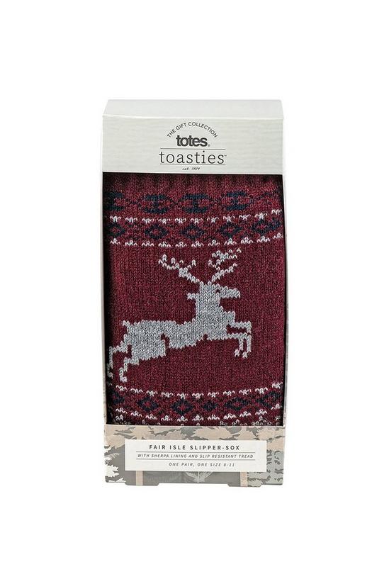 Totes Fairisle Stag Slipper Sock with Sherpa Lining 4