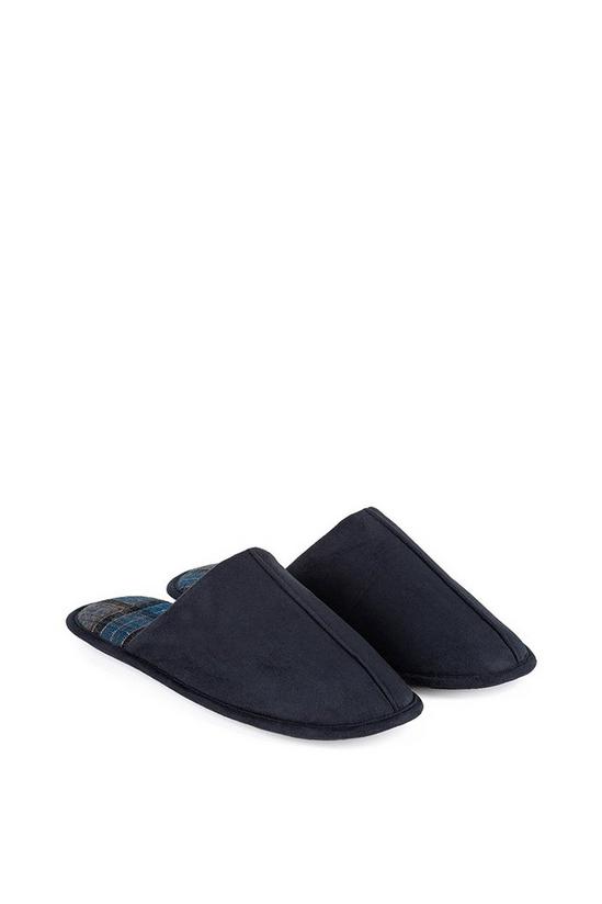 Totes Suedette Mule Slippers with Check Lining 2