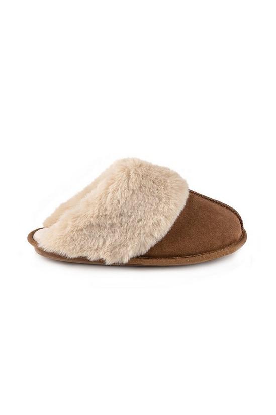 Isotoner Real Suede Mule with Fur Cuff 3