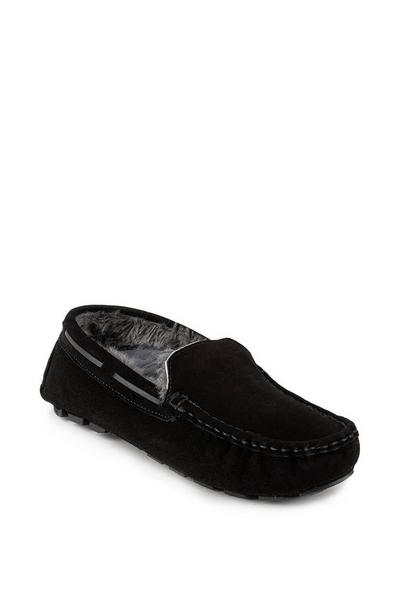 Real Suede With Closed Stitch Moccasin Slipper