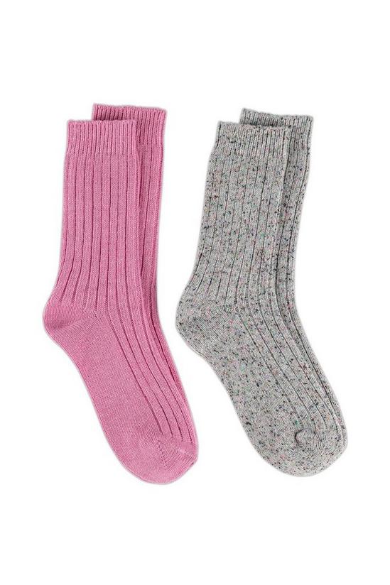 Totes Twin Pack Ribbed Nep Wool Blend Socks 1