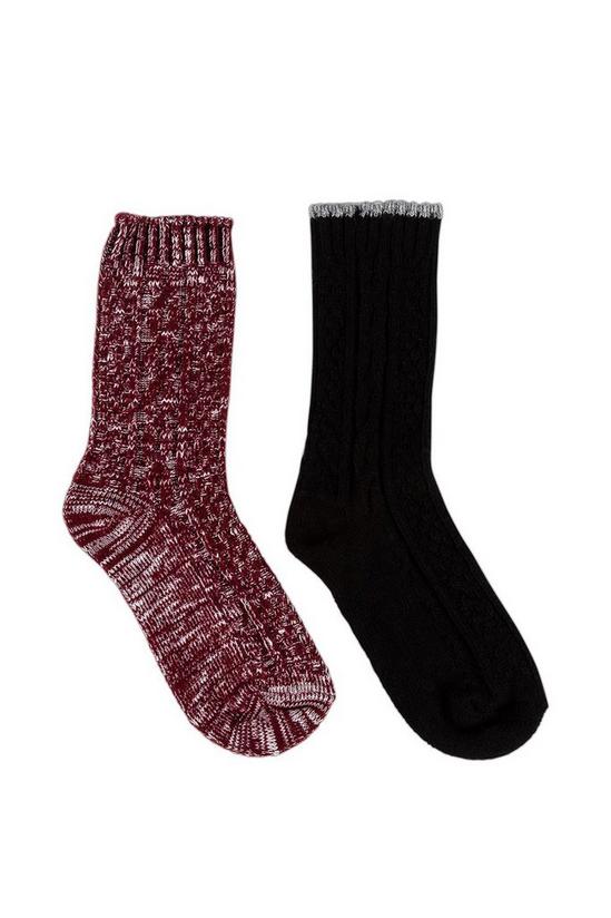 Totes Twin Pack Cable Knit Wool Blend Socks 1