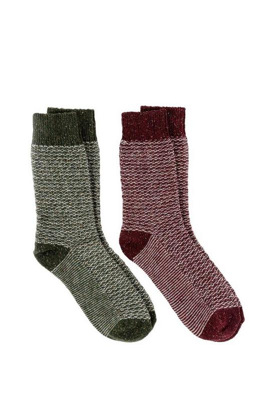 Totes Twin Pack Wool Blend Textured Socks 1