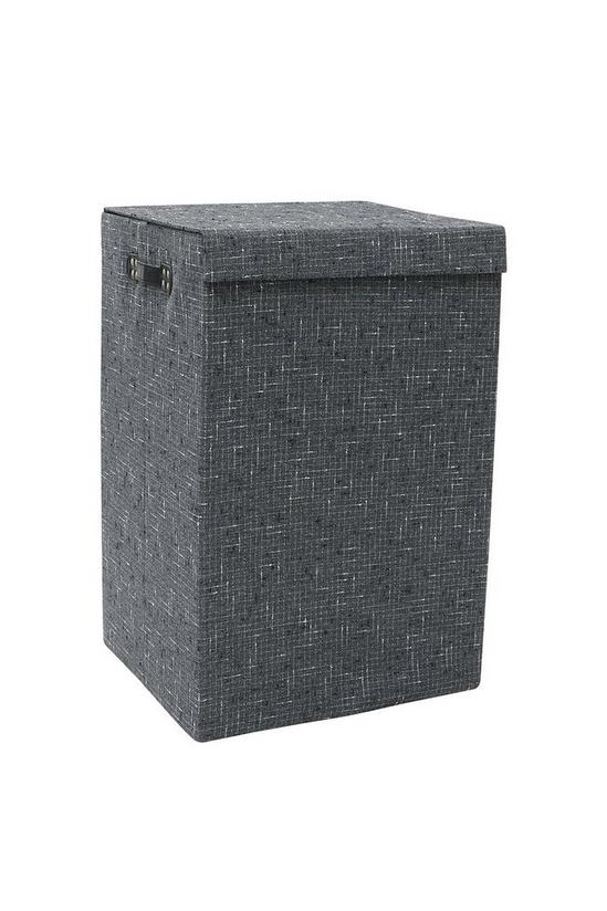 JVL Shadow Fabric Foldable Laundry Hamper with Lid 1