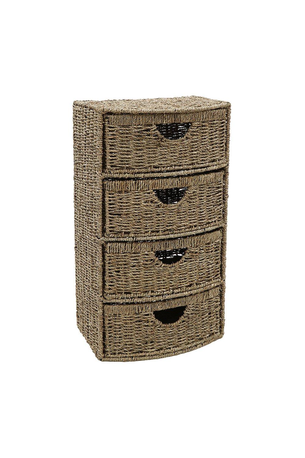 Seagrass 4 Drawer Bow Front Storage Tower