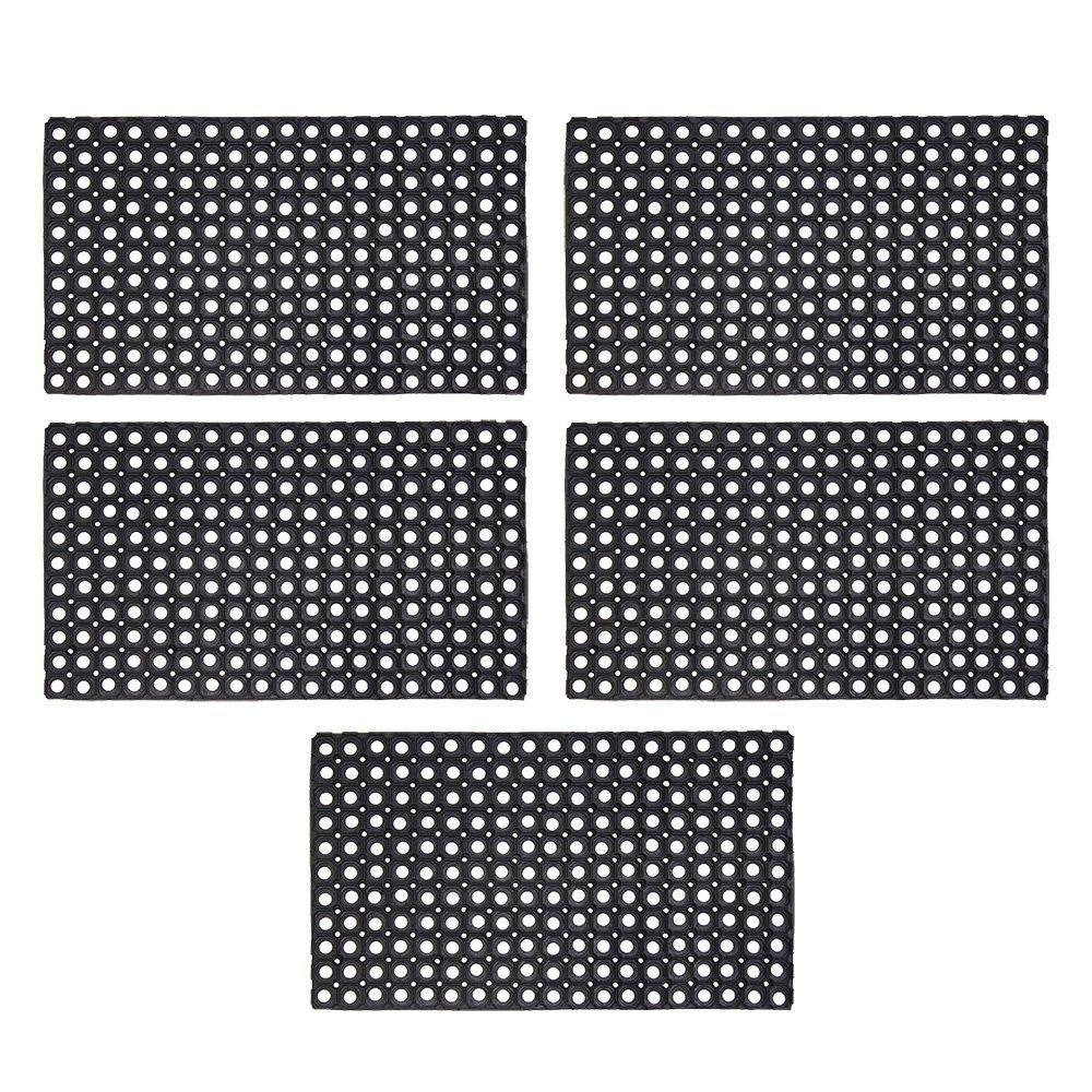 JVL Contract Rondo Rubber Ring Scraper Doormat, 50x100 cm, Pack of 5