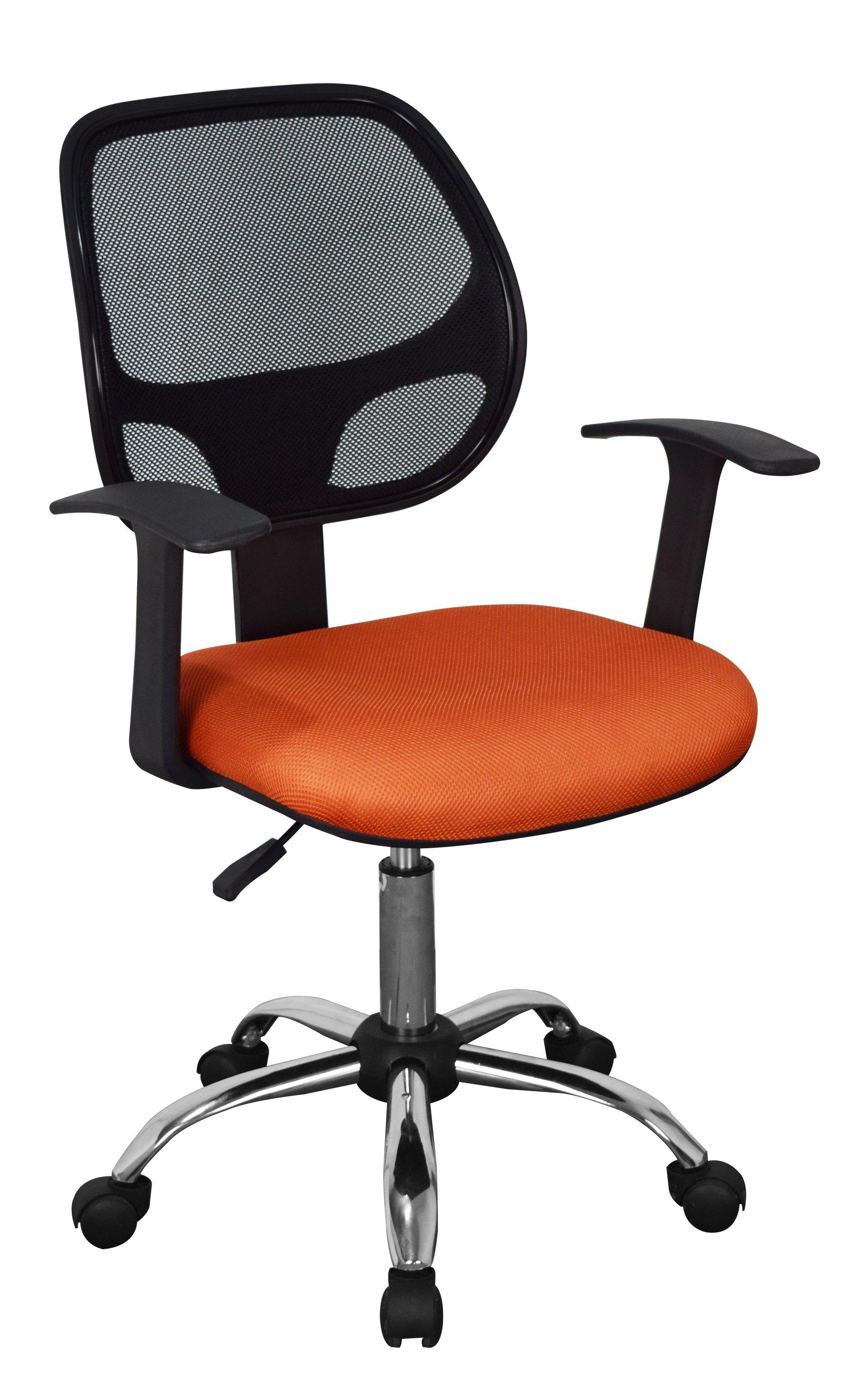 Loft Home Office Home Office Chair, Black Mesh Back, Orange Fabric Seat With Chrome Base