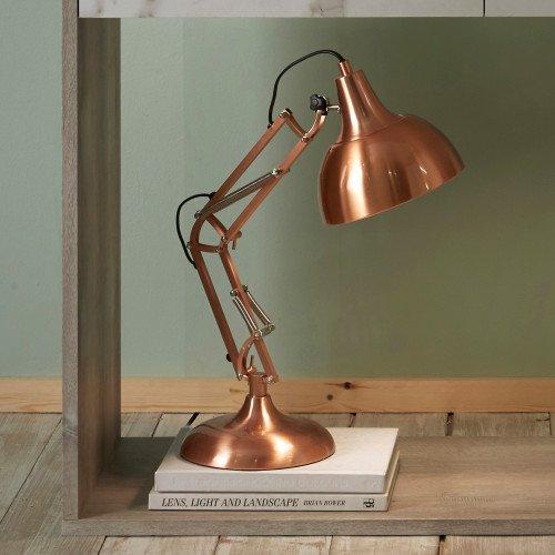 Industrial Adjustable Arm and Head Brushed Copper Metal Task Table Lamp