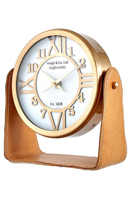 Ruma Leather Hand Stitched Rotary Table Desk Clock 2