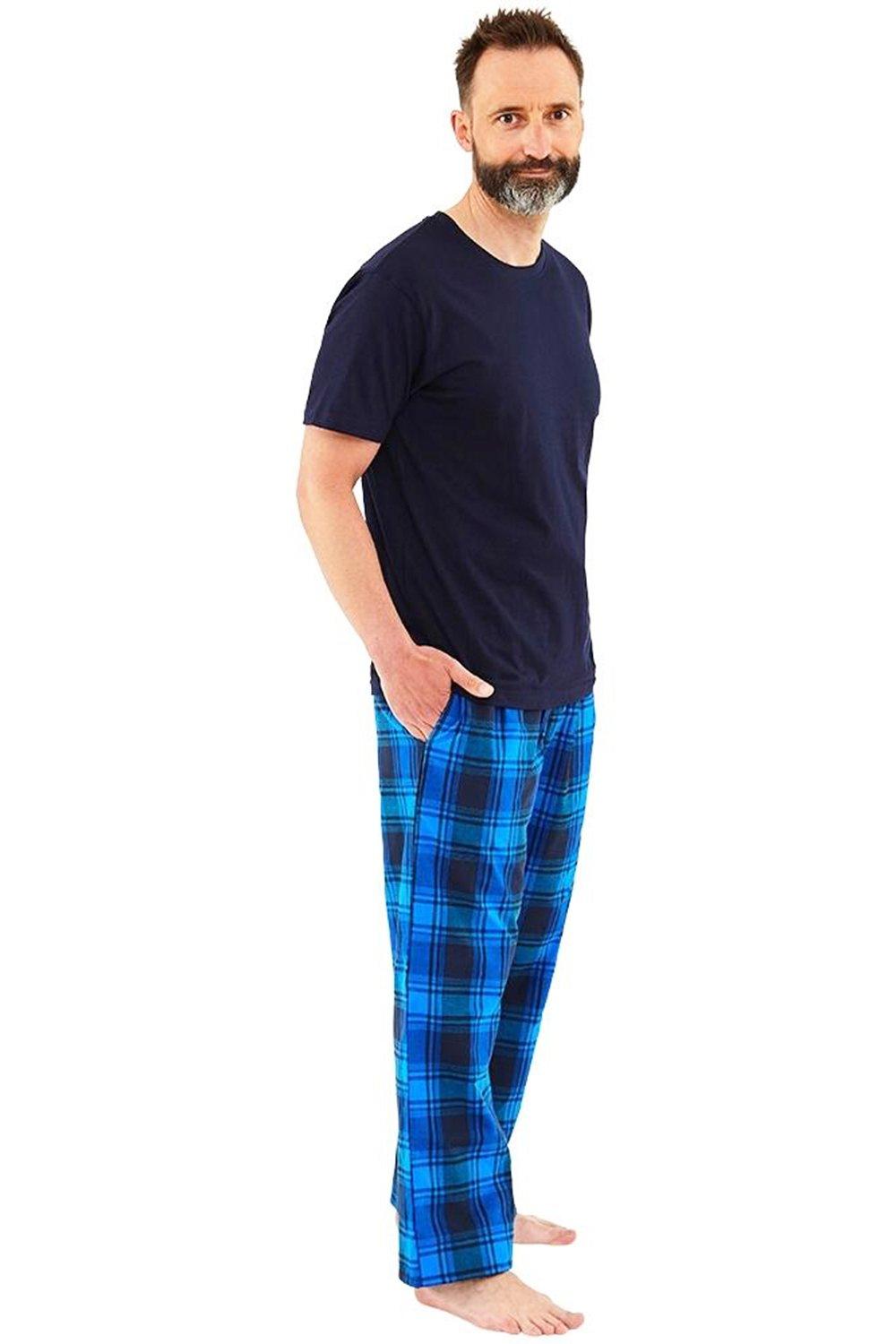 $73 Nautica Men Pajama Cotton Crew Long Sleeve Blue Logo Shirt Sleepwear  Size M