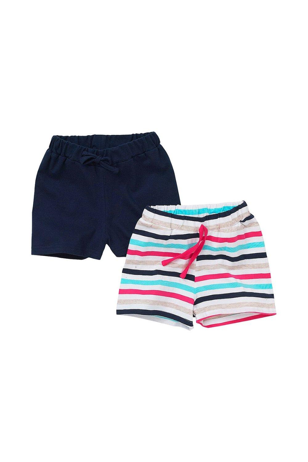 2 Pack Plain Striped Shorts