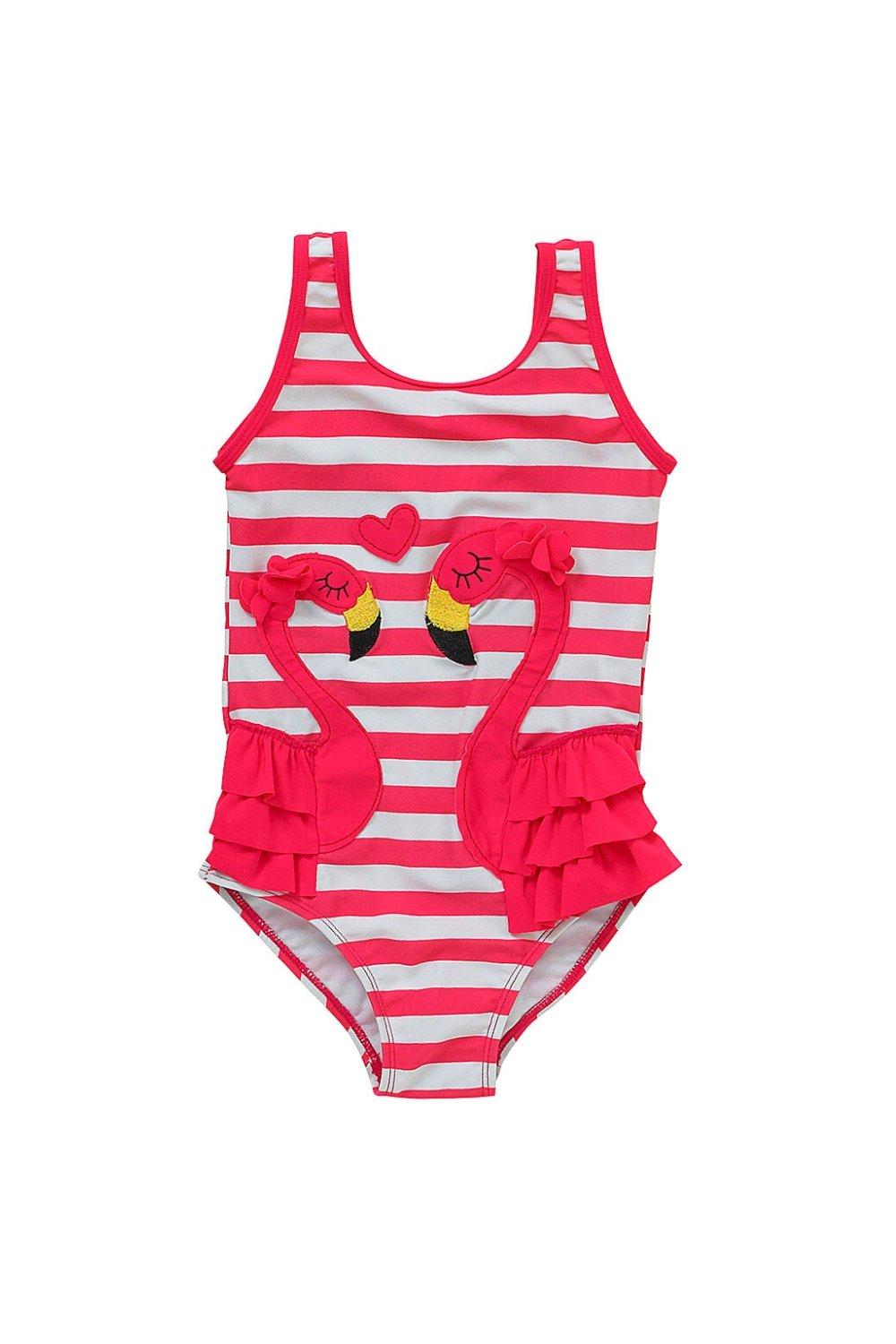 Flamingo Frill Striped Swimsuit