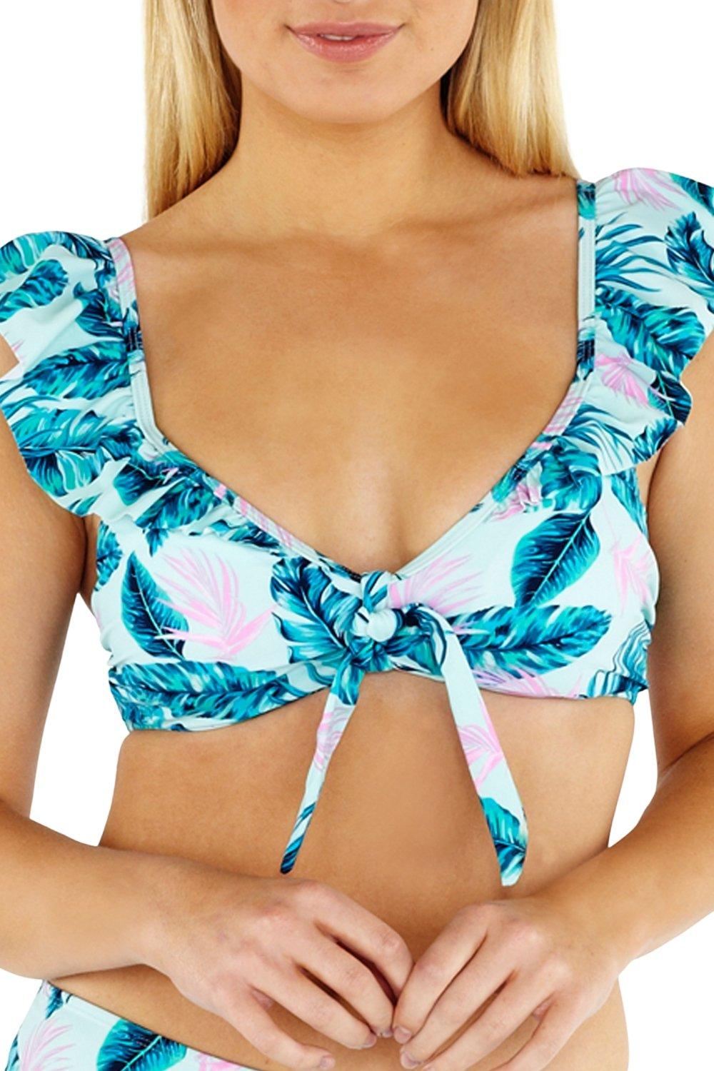 Bardot Frill Tie Front Bikini Top