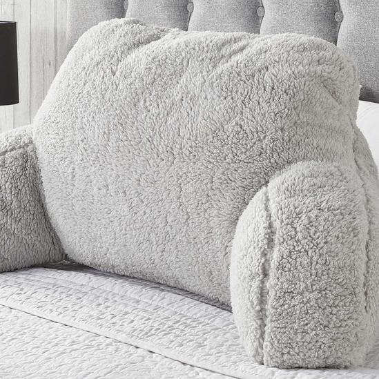 OHS Teddy Fleece Bed Reading Cushion Pillow with Arms Lumbar Support 1
