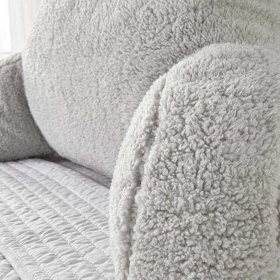 OHS Teddy Fleece Bed Reading Cushion Pillow with Arms Lumbar Support 3