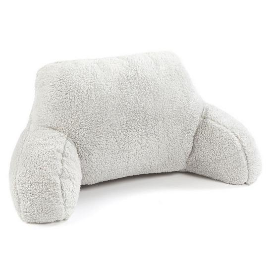 OHS Teddy Fleece Bed Reading Cushion Pillow with Arms Lumbar Support 4