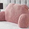 OHS Teddy Fleece Bed Reading Cushion Pillow with Arms Lumbar Support thumbnail 1