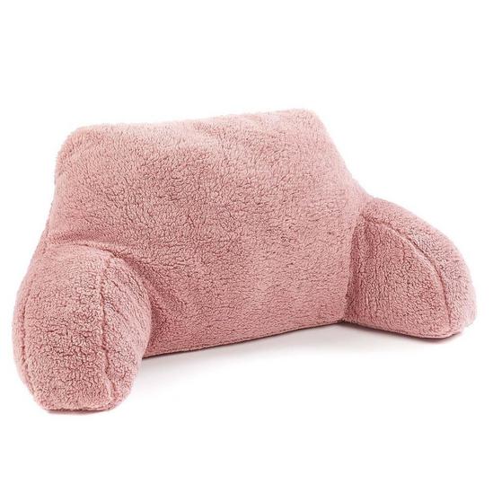 OHS Teddy Fleece Bed Reading Cushion Pillow with Arms Lumbar Support 4