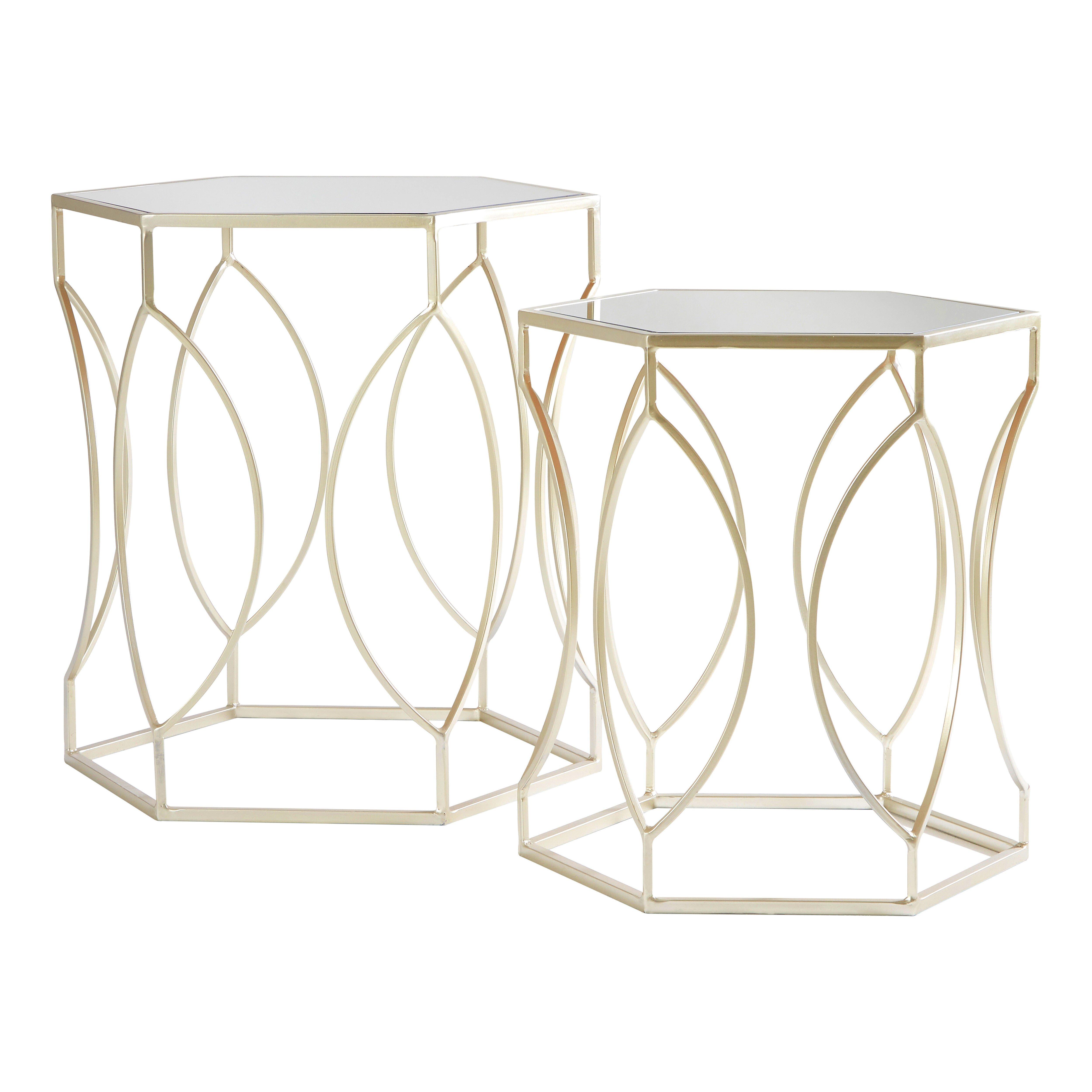 Set Of Two Avantis Champagne Finish Tables
