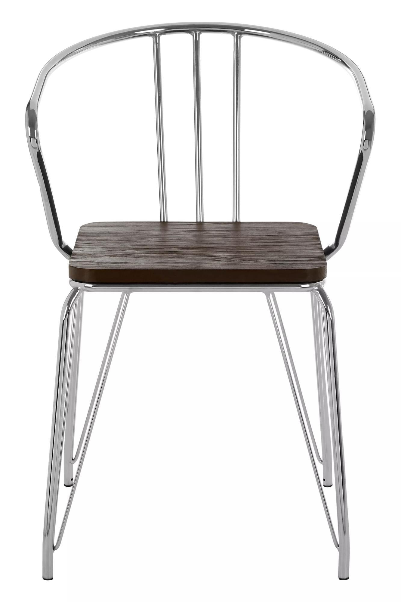 Interiors by Premier District Chrome Metal And Elm Wood Arm Chair