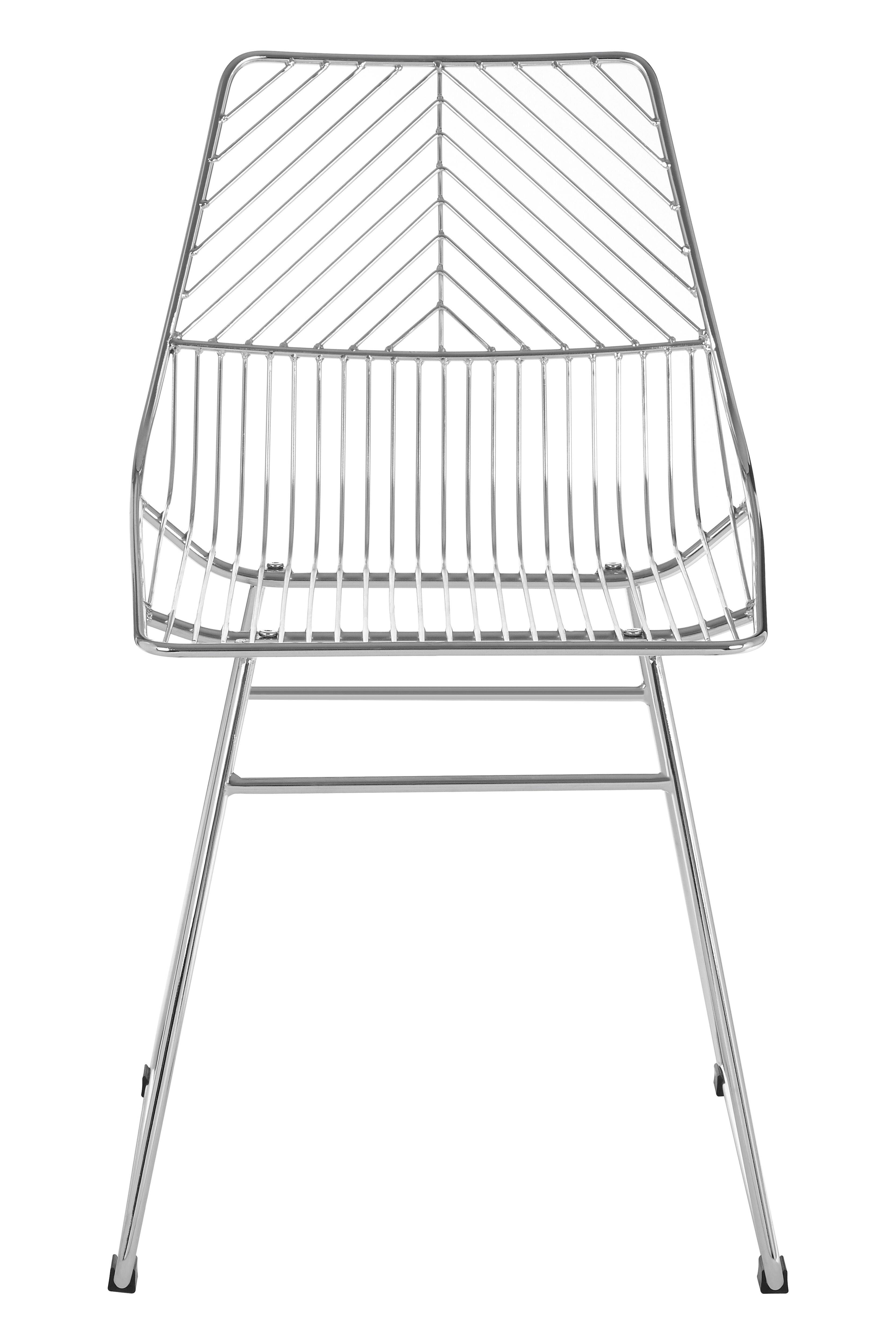 Small Chrome Metal Wire Chair, Outdoor Tapered Metal Chair for Patio