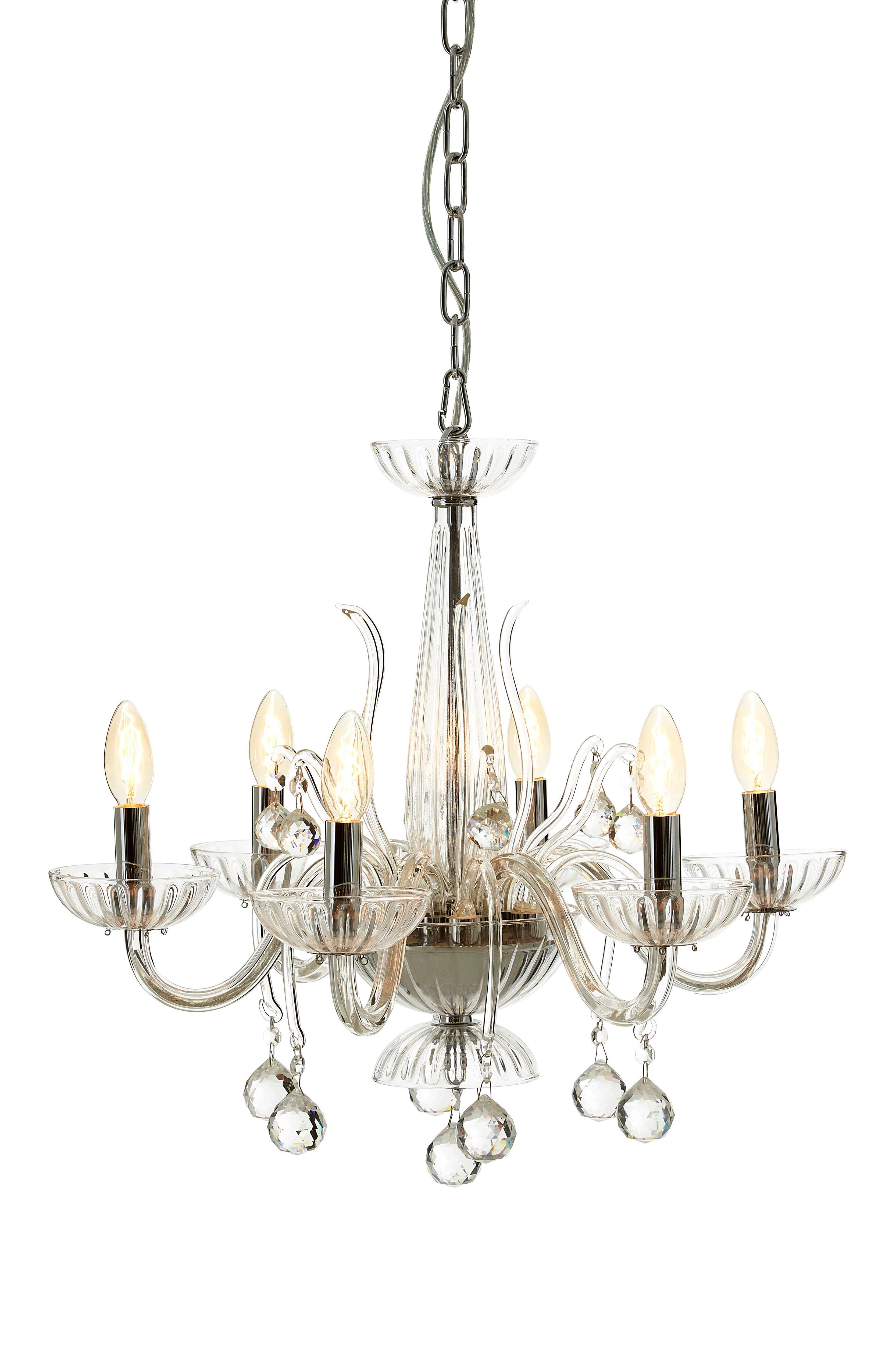 Interiors by Premier Murano 6 Bulb Clear Crystal Chandelier
