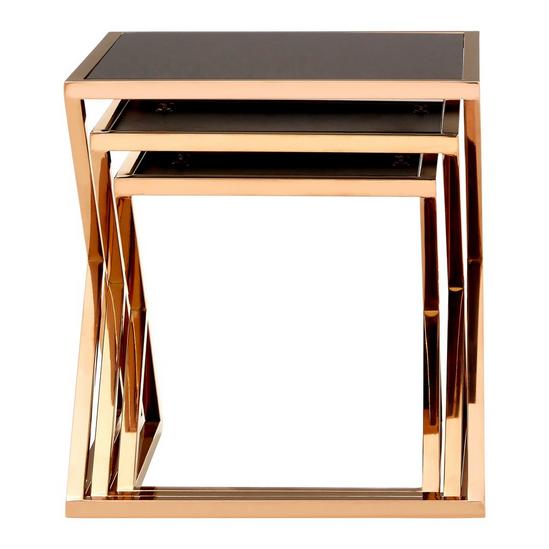 Coffee & Side Tables | Sturdy Set Of 3 Rose Gold Finish Nesting Tables ...