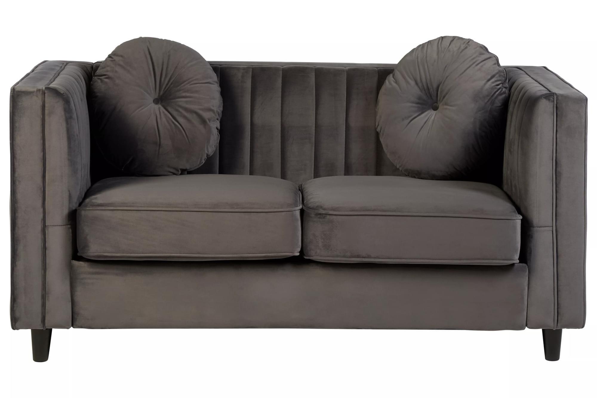Interiors by Premier Farah Two Seat Grey Velvet Sofa