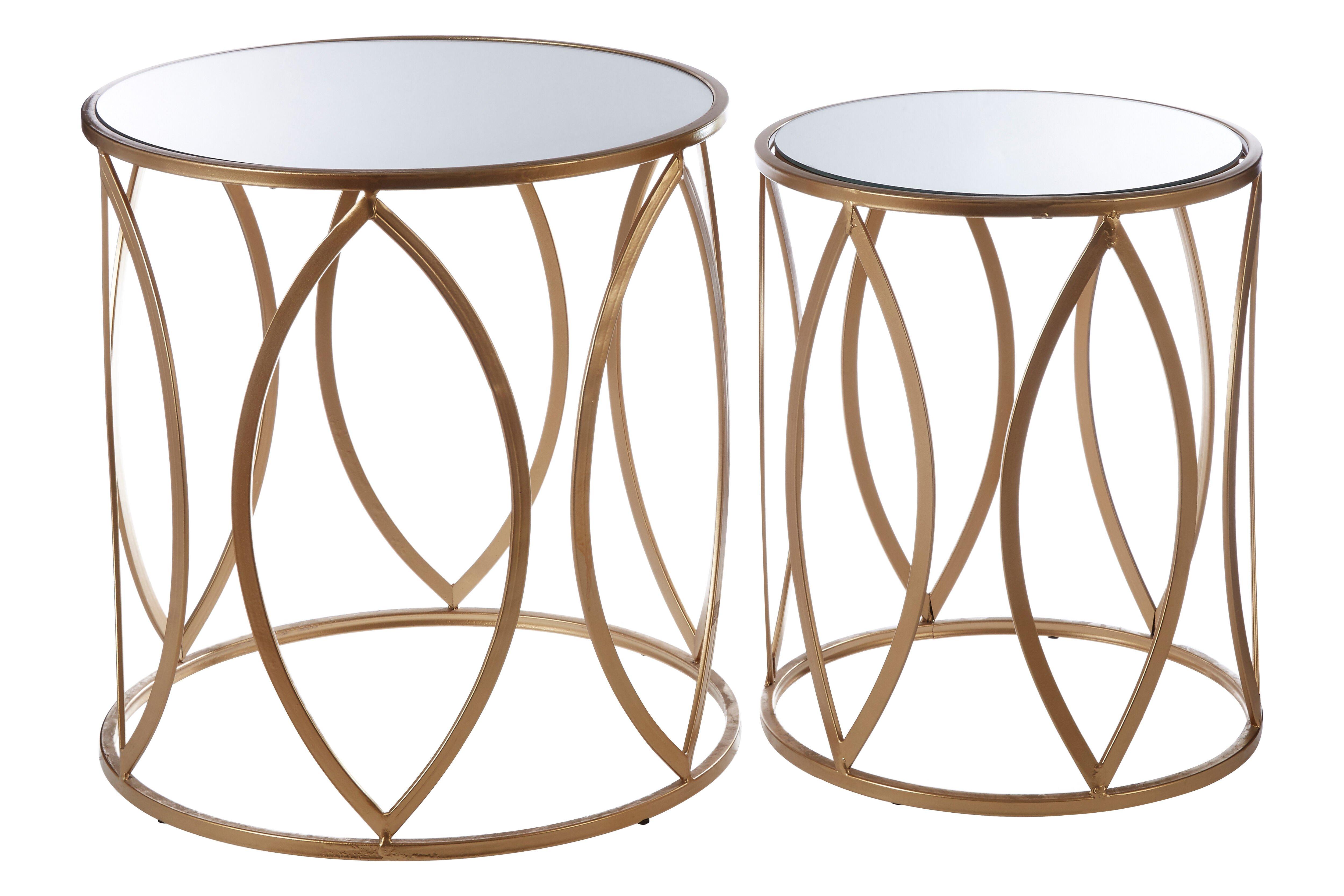 Set Of Two Arcana Gold Finish Side Tables