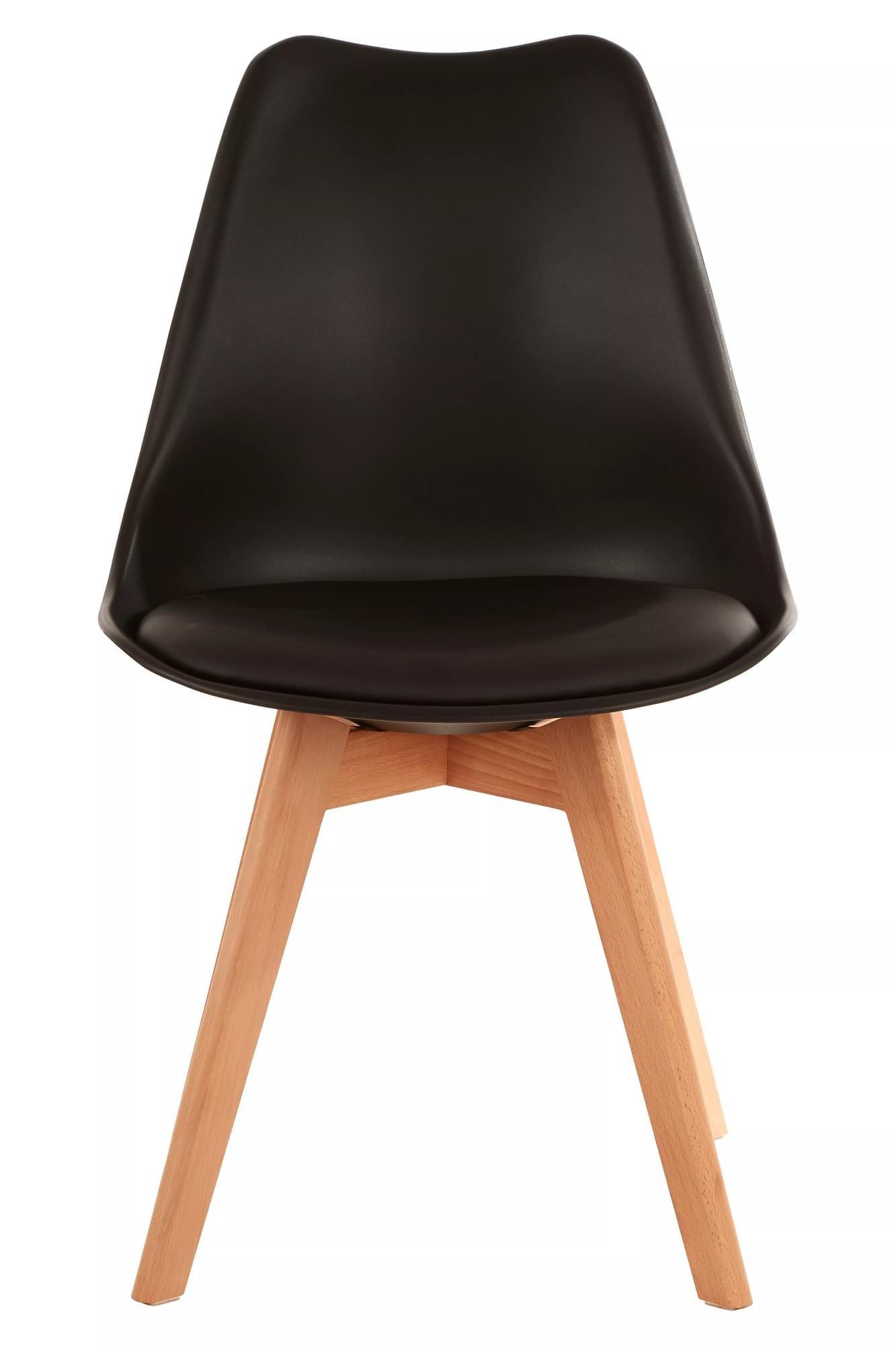 Interiors by Premier Stockholm Black Chair With Cushion And Beech Wood Legs