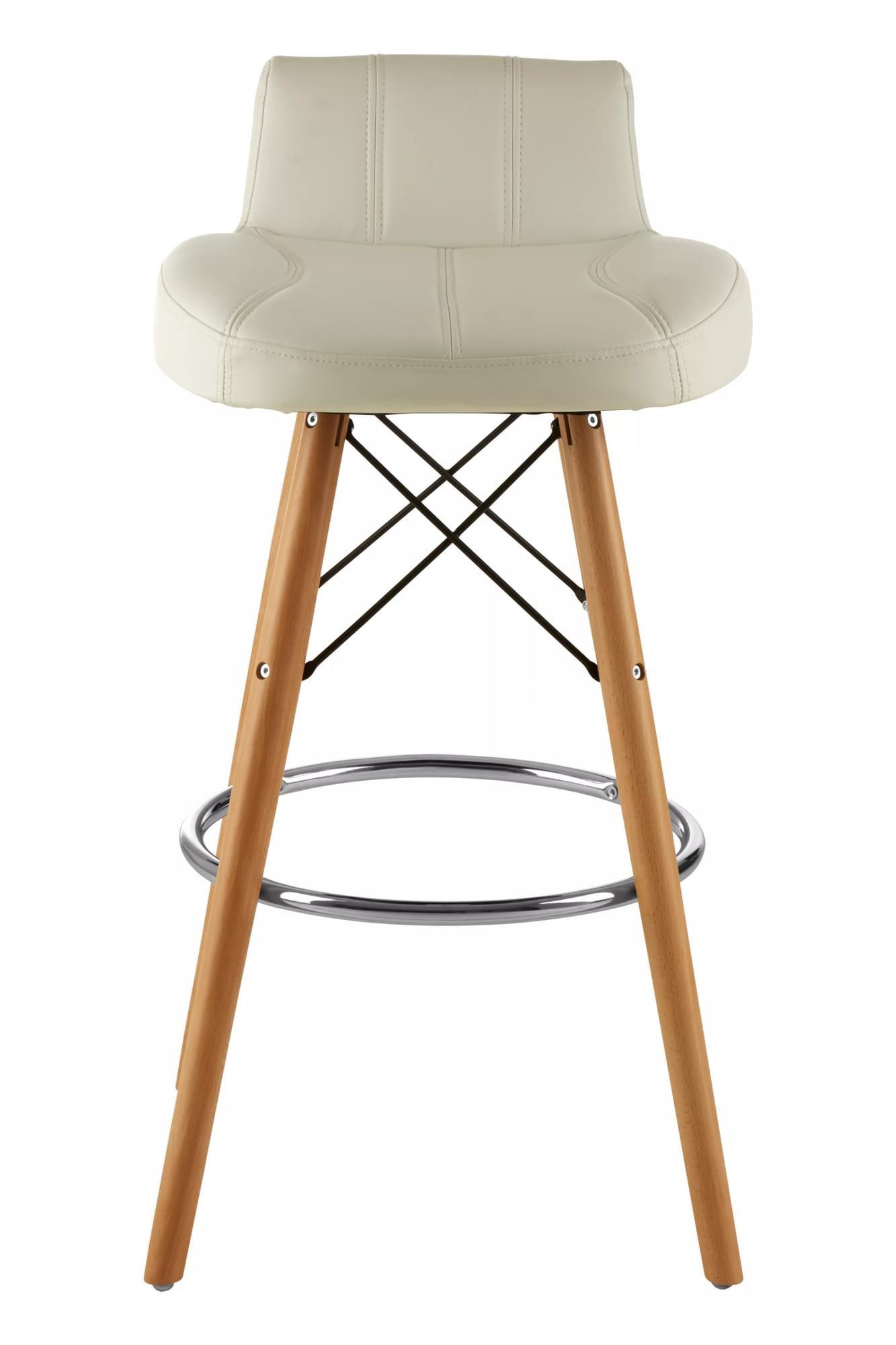 Interiors by Premier White Leather Effect Seat Bar Stool, Comfortable Seating Faux Leather Bar Stool