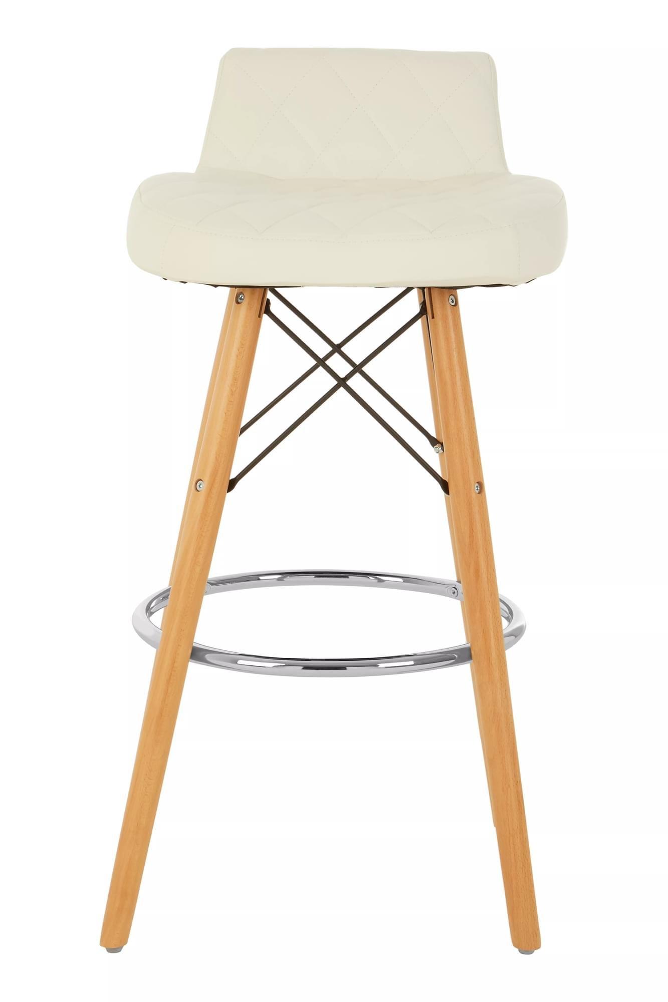 Interiors by Premier White Leather Effect Seat Bar Stool, Comfortable Seating Faux Leather Bar Stool