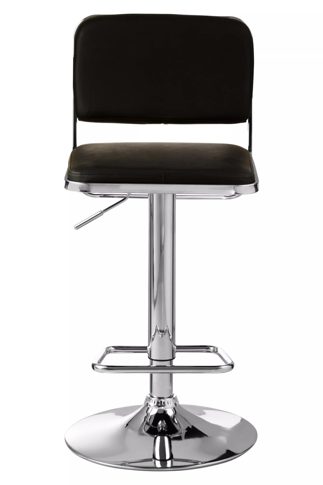 Interiors by Premier Light Grey Seat and Chrome Base Bar Stool, Adjustable Height Kitchen Bar Stool,