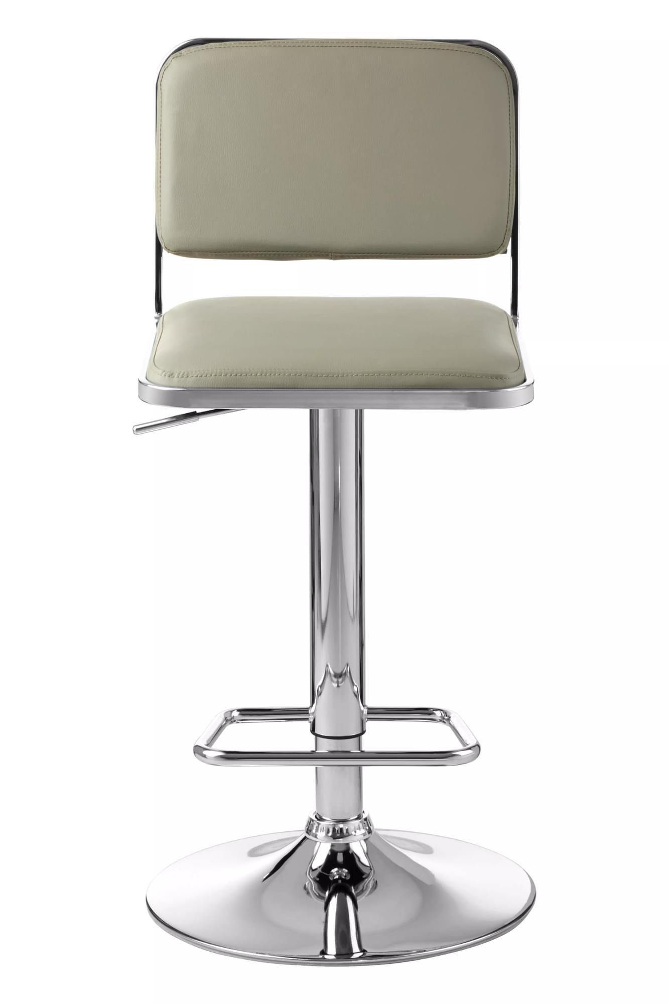 Interiors by Premier Light Grey Seat and Chrome Base Bar Stool, Adjustable Height Kitchen Bar Stool,