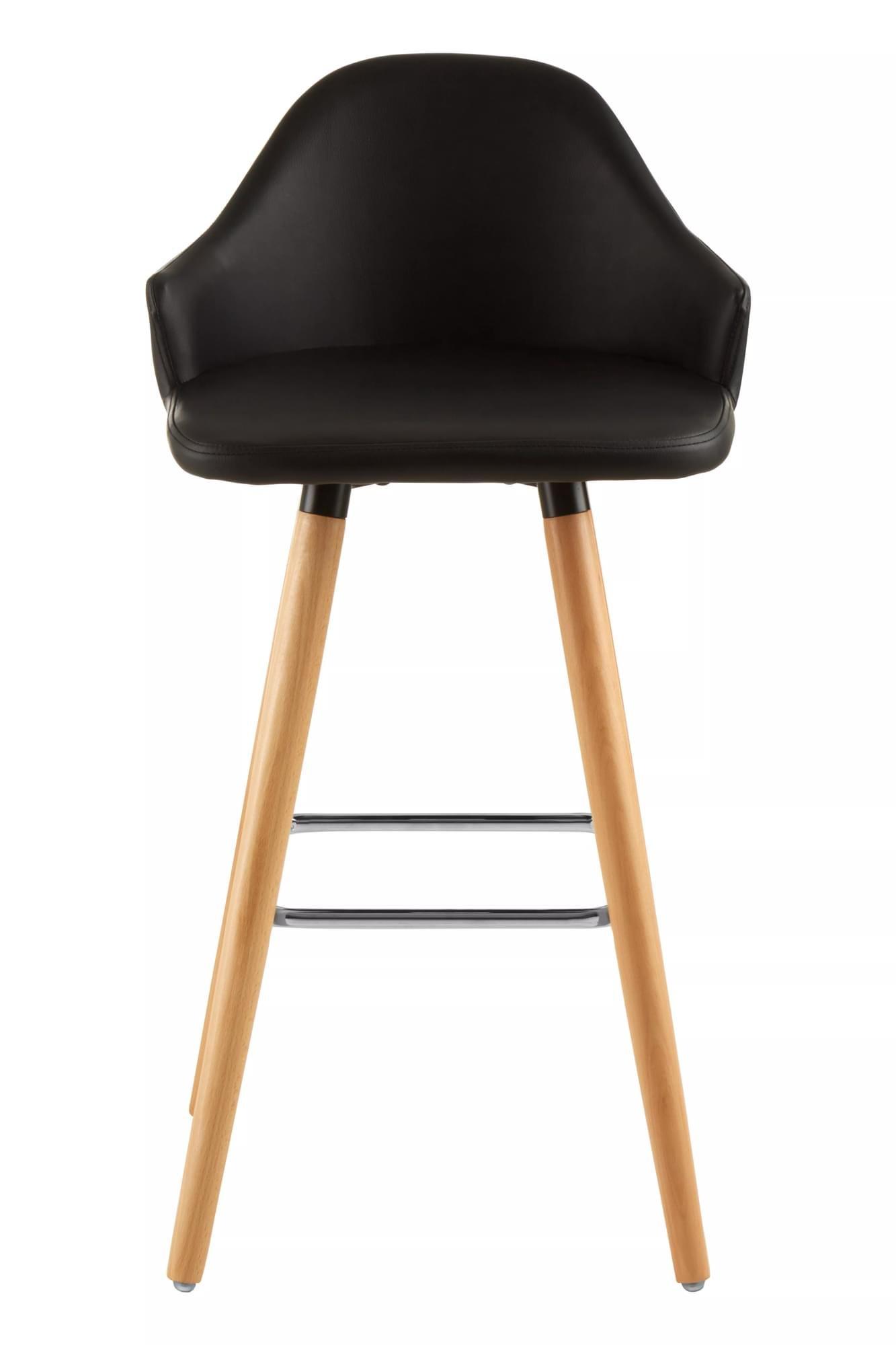 Interiors by Premier Black Curved Backrest Bar Stool, Comfortable Seating Faux Leather Bar Stool, Ea