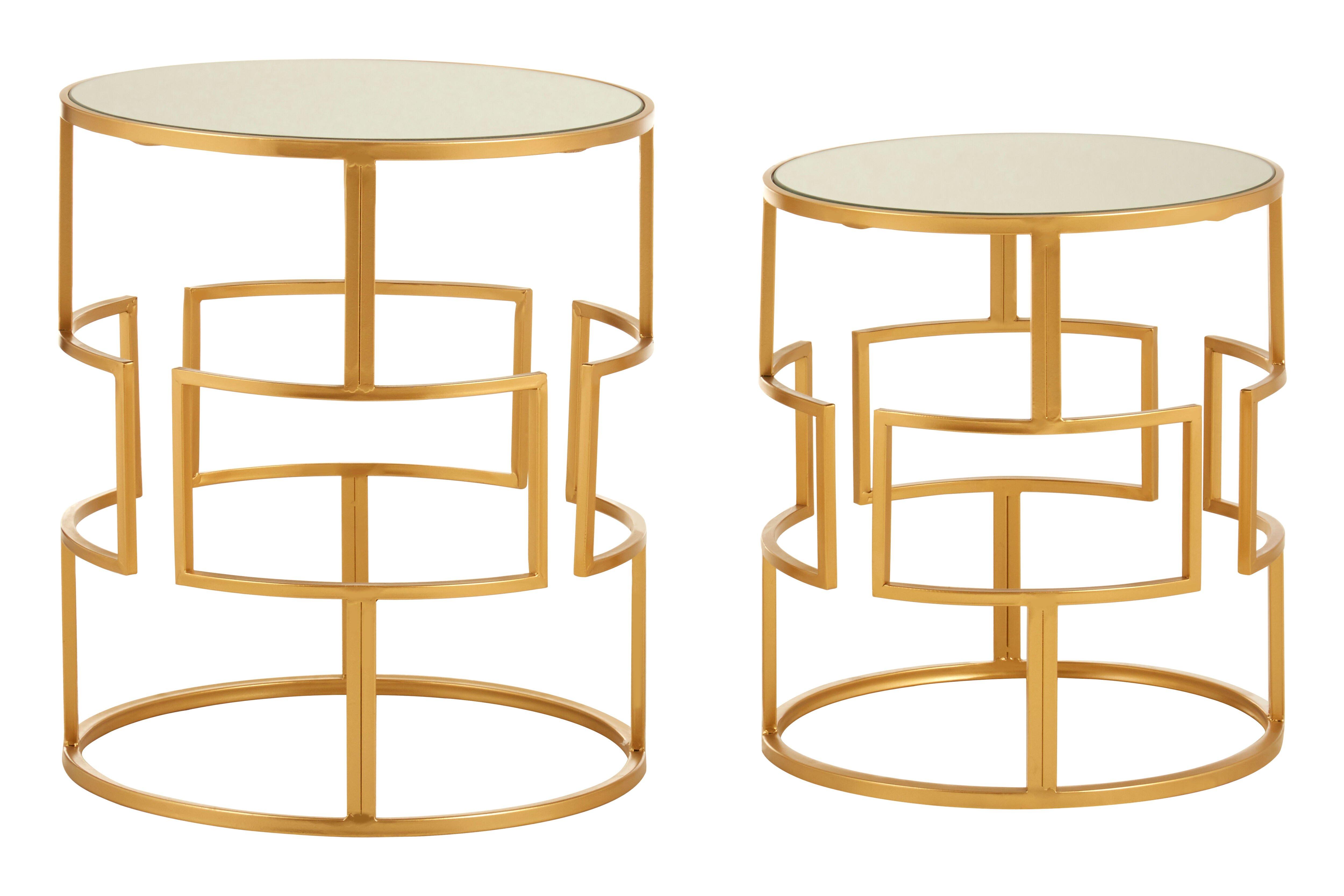 Avantis Set Of Two Gold Metal Round Side Tables