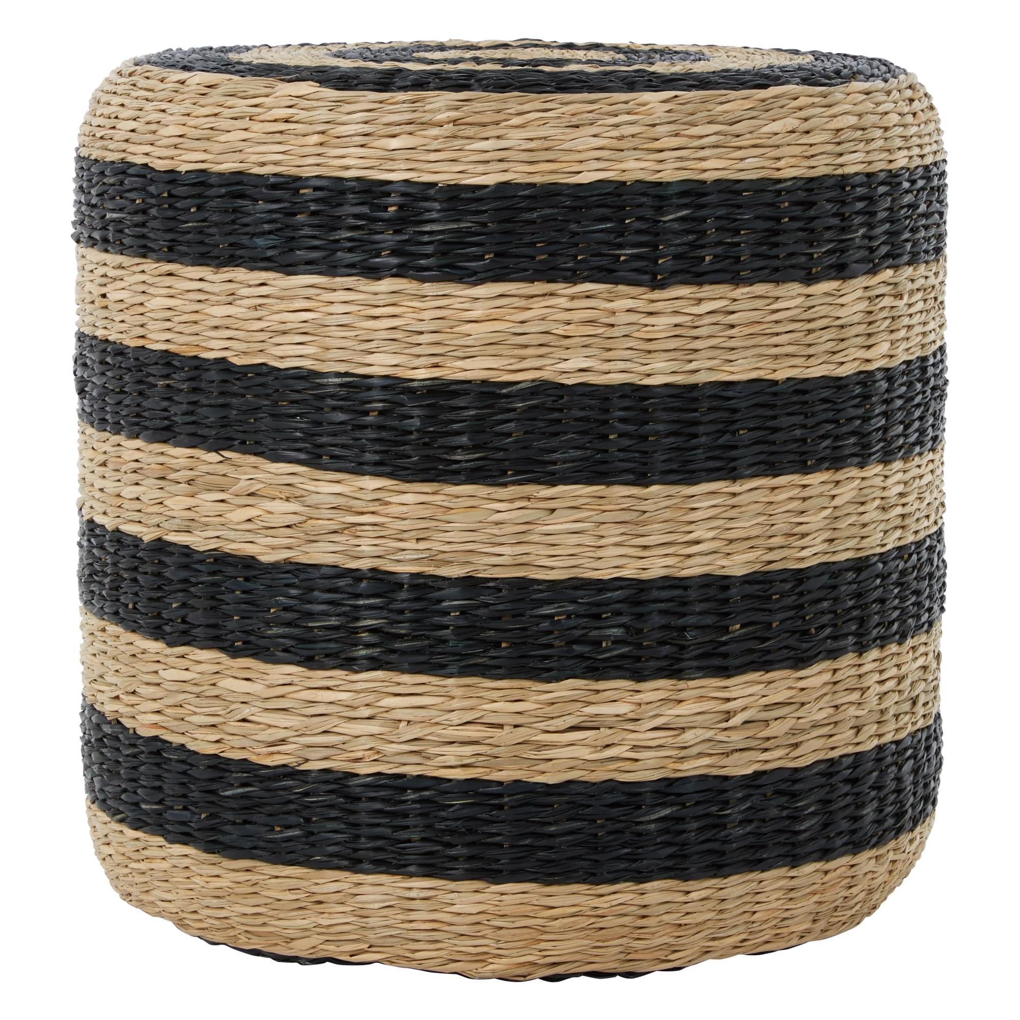 Interiors By Ph Seagrass Pouffe Natural / Black Finish