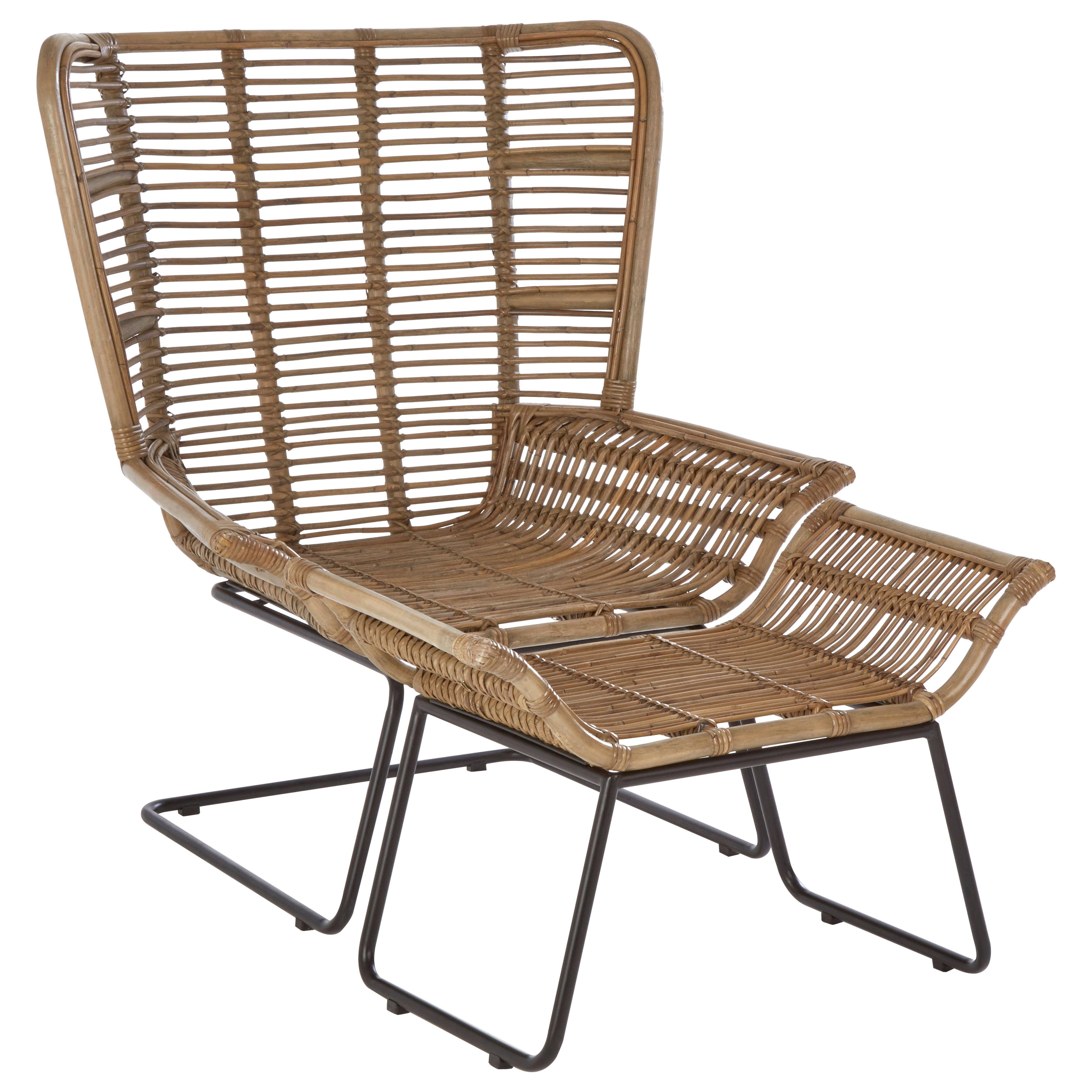 Manado Natural Rattan Lounge Chair And Footstool