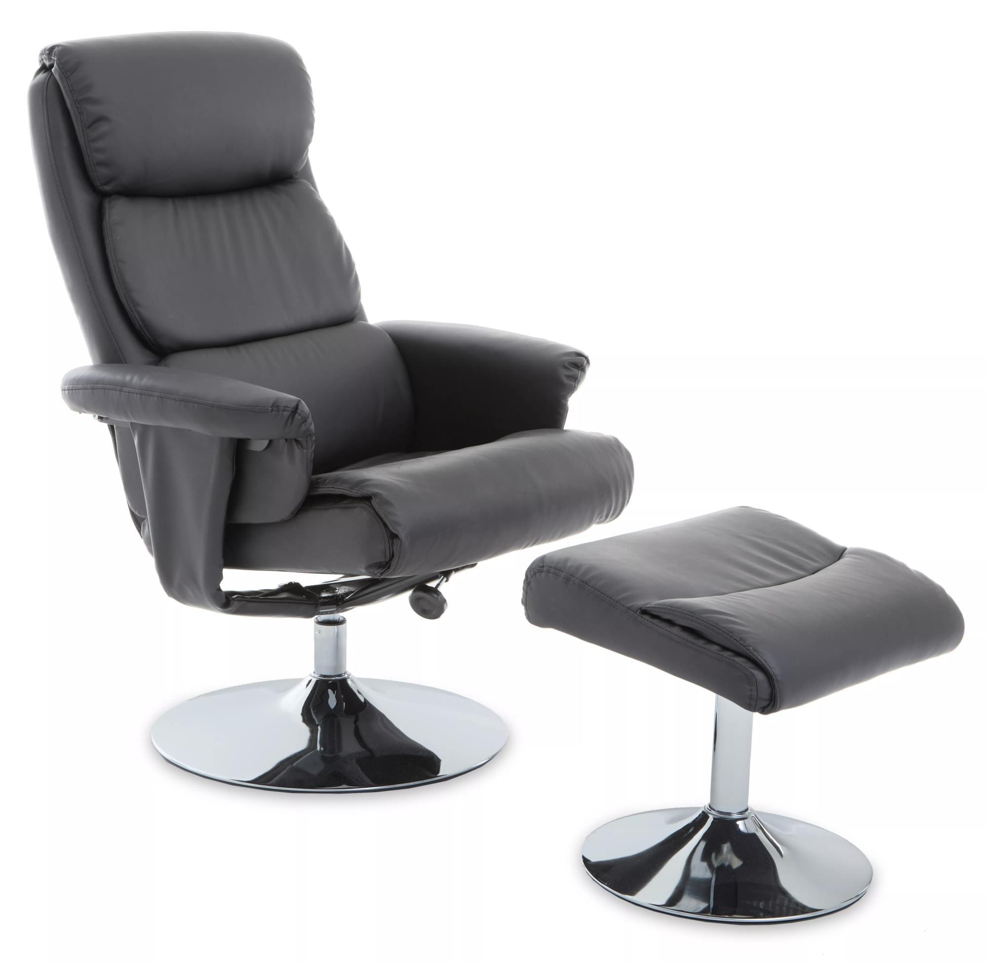 Interiors by Premier Denton Grey Leather Effect Chair And Footstool