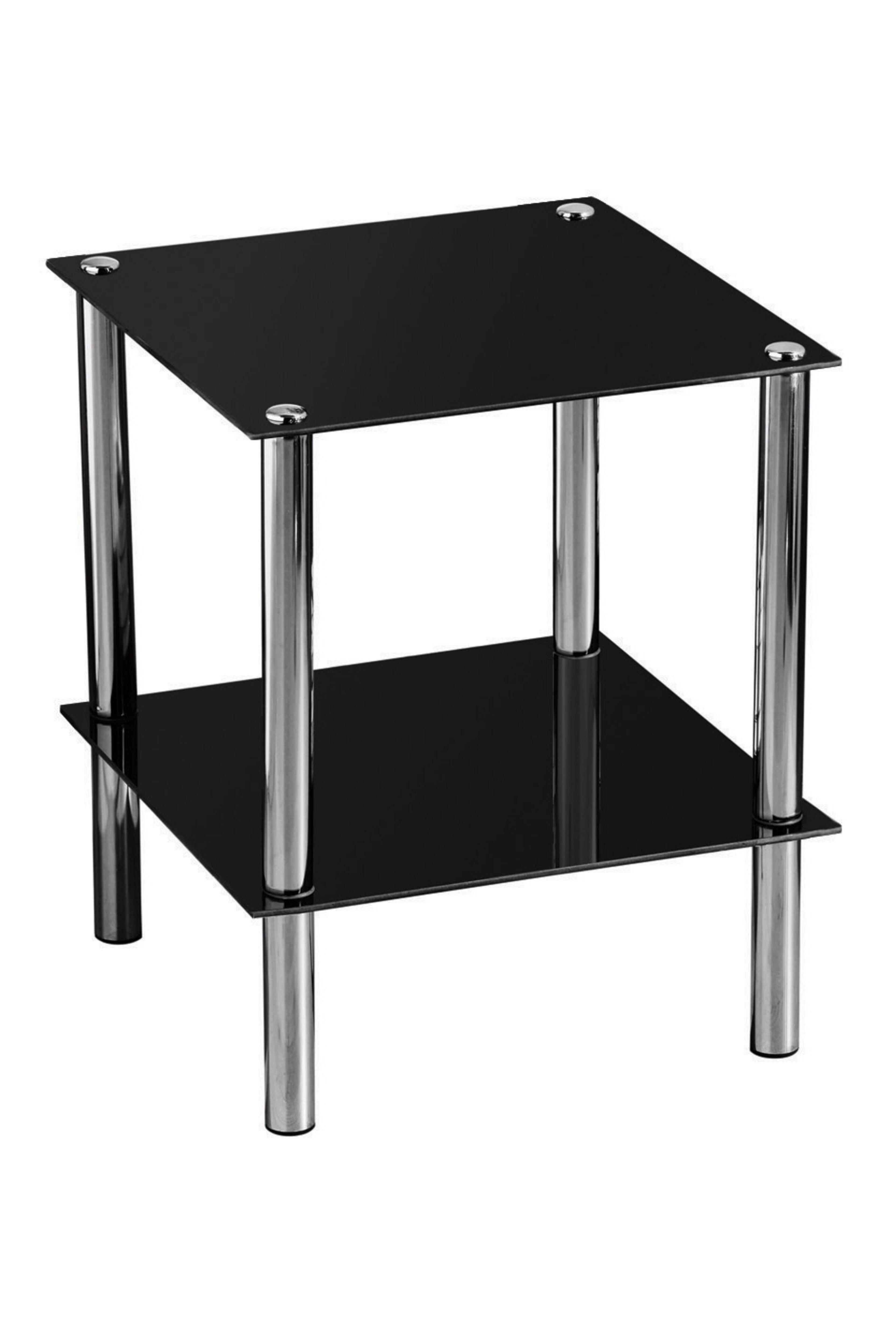 2 Tier Black Glass End Table