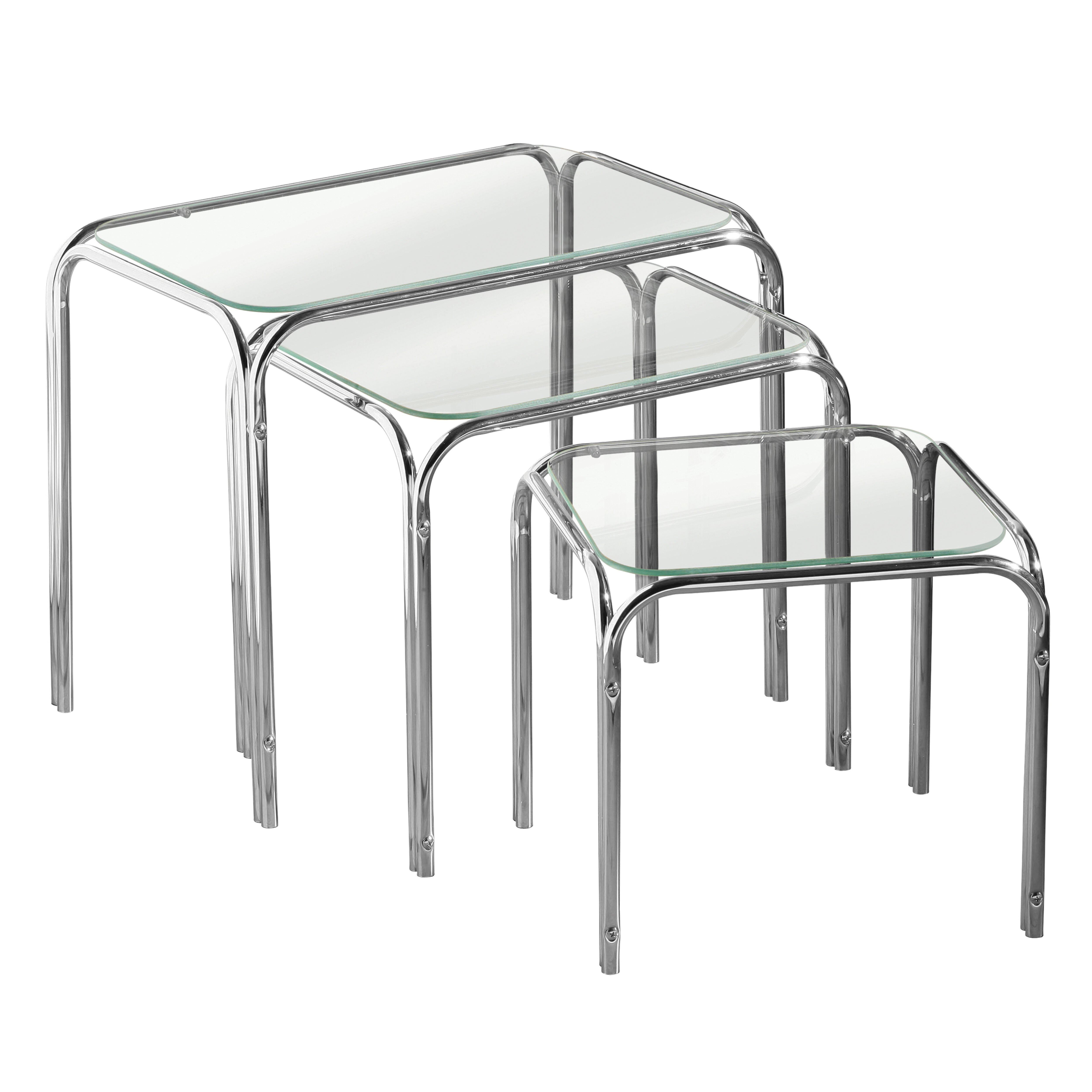 Nest Of 3 Clear Glass Pointed Oval Tables