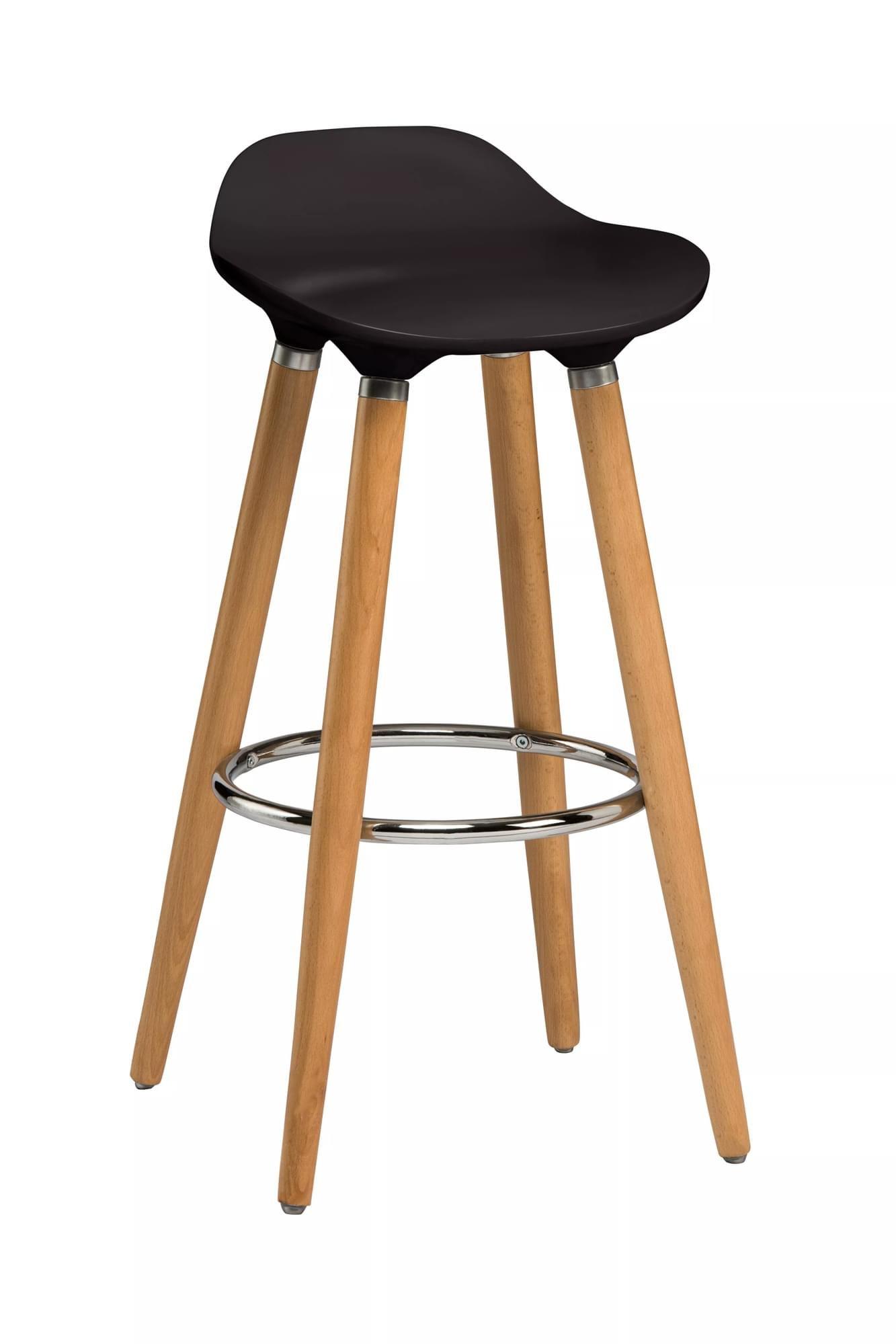 Interiors by Premier Black Abs Beech Wood Bar Stool, Easy to Clean Kitchen Bar Stool, Footrest Suppo