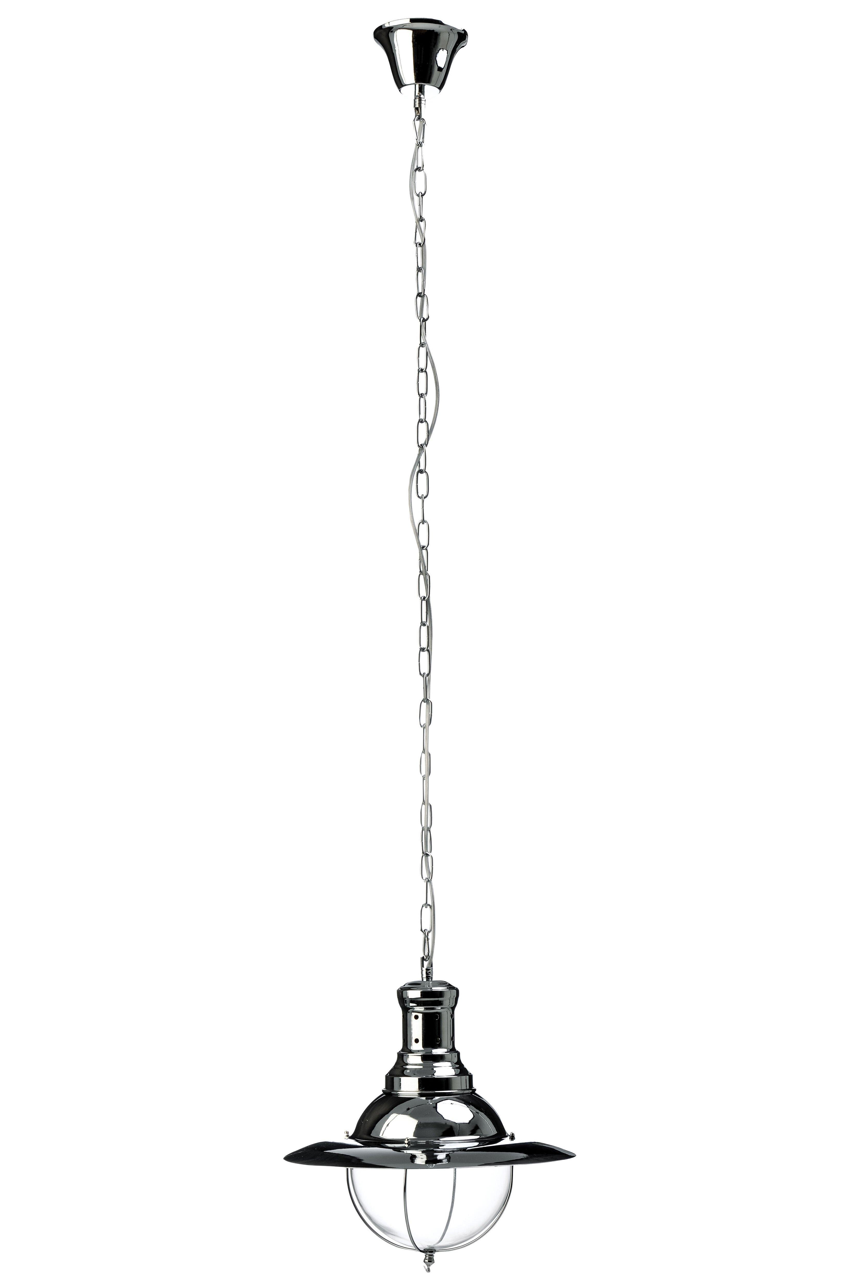 Interiors by Premier Industrial Chrome And Glass Pendant Light