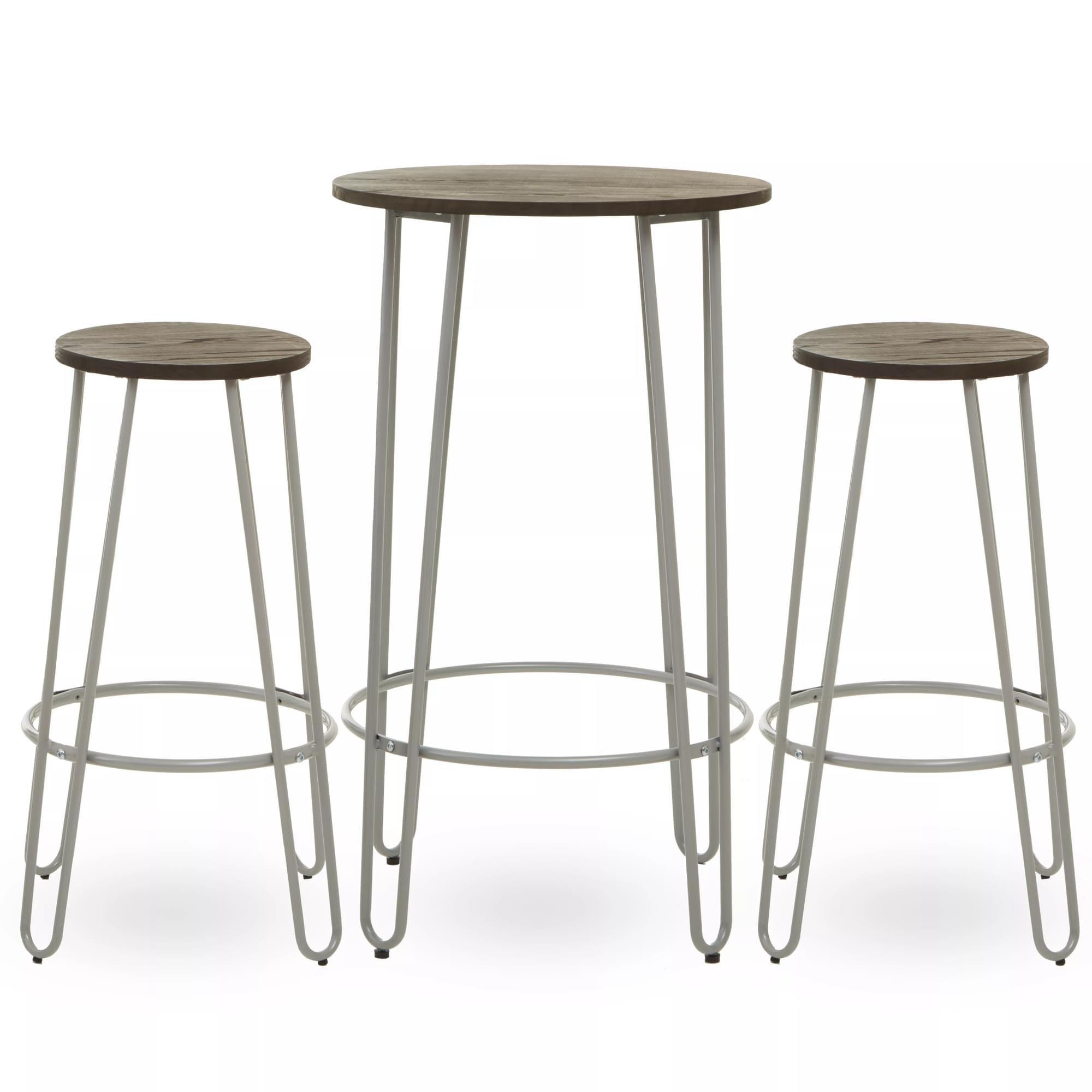 Interiors by Premier Set of 3 Black Frame Bar Table Stool Set , Hairpin Stool for Kitchen Counter, E