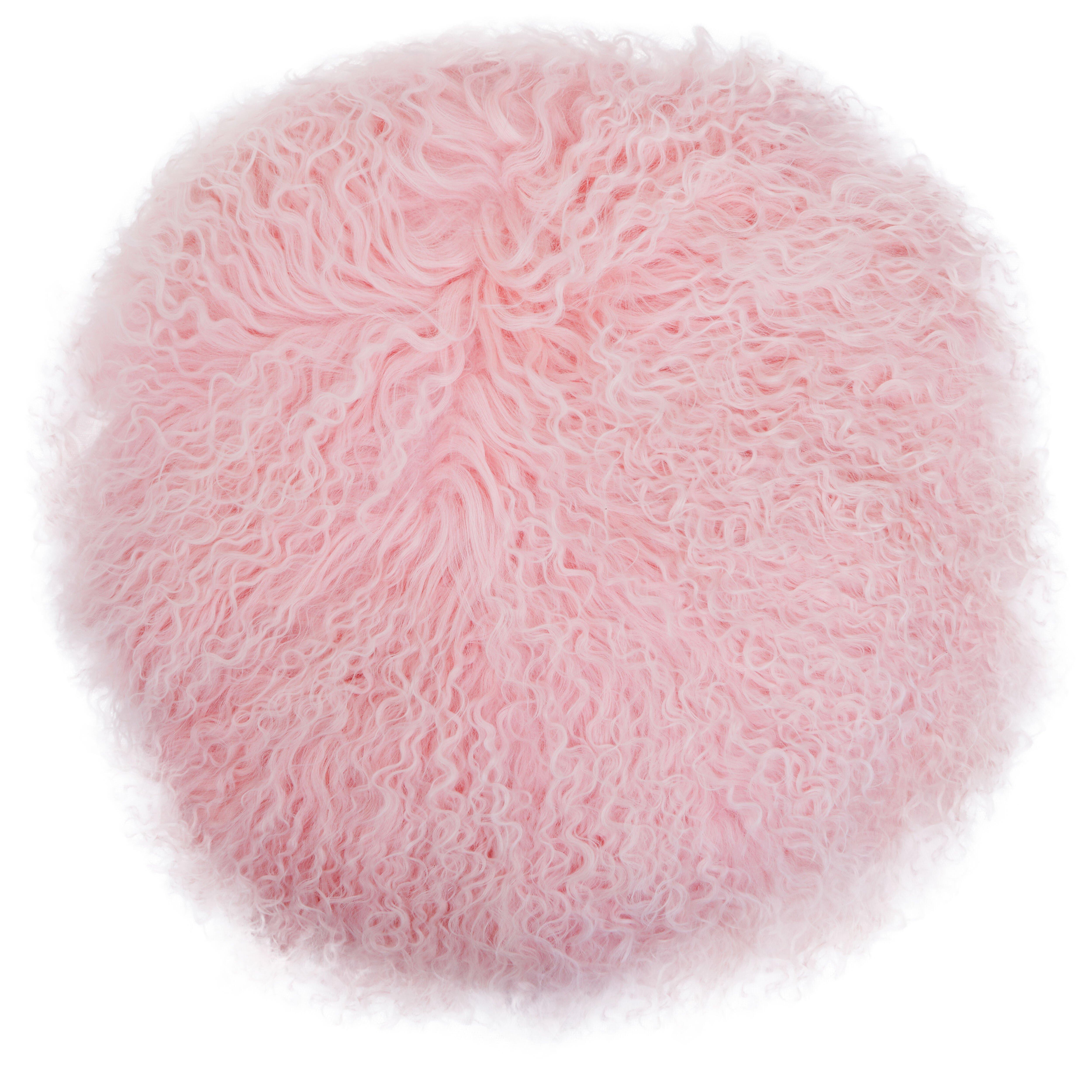 Bosie Round Pink Fur Cushion